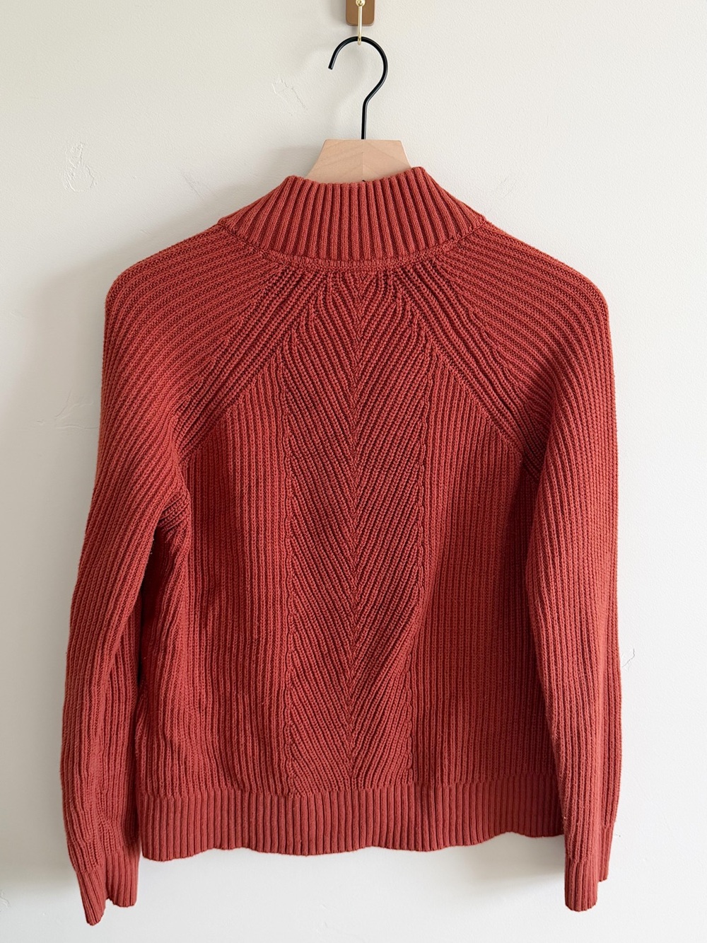 LL Bean Mariner Shaker 1/4 Zip Sweater in Red Chestnut - Picture 7 of 7